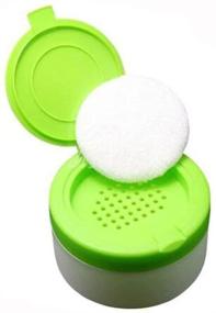 img 1 attached to Ericotry Baby Skin Care Powder Puff Kit - Portable Plastic Container with Dispenser Case, Talcum Powder Jar Pot, Powder Puff and Sifter