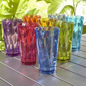 img 3 attached to 🥤 Set of 8 Optix Plastic Tumblers, 20 oz, in Vibrant Jewel Tone Colors