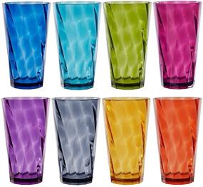 img 4 attached to 🥤 Set of 8 Optix Plastic Tumblers, 20 oz, in Vibrant Jewel Tone Colors