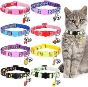 img 4 attached to 🍉 Colorful Adjustable Breakaway Pet Collar with Bell - Summer Fruit Patterns for a Stylish Kitty Cat Look!