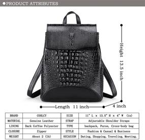 img 3 attached to Fashion Genuine Leather Backpack Shoulder Backpacks