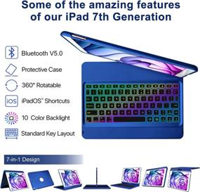 img 3 attached to 🔤 iPad 8th Generation Keyboard Case – 10 Color Backlit, 360 Rotatable – BT 5.0 Keyboard for iPad 7th/8th Generation