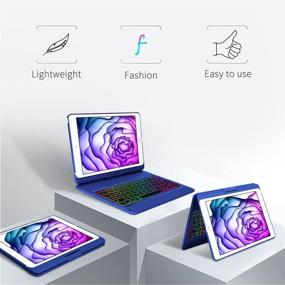 img 1 attached to 🔤 iPad 8th Generation Keyboard Case – 10 Color Backlit, 360 Rotatable – BT 5.0 Keyboard for iPad 7th/8th Generation