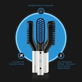 img 2 attached to Beard Straightener with Beard Balm, Growth Oil and Comb - 3 in 1 Hair Straightening Brush for Men and Women