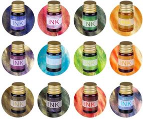 img 3 attached to OFUN Glass Dip Pen Set with Ink: Caligraphy Kits for Beginners, Artists, and Adults! Rainbow Crystal Glass Pens, 12 Colorful Inks with Gold Powder, Cleaning Cup Included