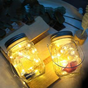 img 3 attached to ✨ Set of 20 Battery Operated Fairy Lights - Warm White Firefly Mason Jar Lights with Waterproof Silver Wire. Ideal for Party Crafts, Wedding Decorations & Mason Jar Decor