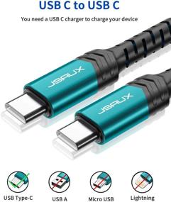 img 3 attached to 💚 JSAUX USB C to USB C 60W Fast Charging Cable - 2-Pack 10ft+3.3ft, Type C Charger Cord for Samsung Galaxy S20 / Note 20 10, MacBook Air/Pro 13'', iPad Pro 2020, Pixel 2/3/4 XL, etc. - Green