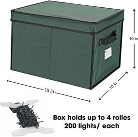 img 3 attached to 🎄 Primode Christmas Light Box Organizer - Durable 600D Oxford Material Storage Box with Lid (Green), Ideal for Holiday Lights (15” x 12” x 10”)