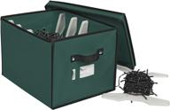 🎄 primode christmas light box organizer - durable 600d oxford material storage box with lid (green), ideal for holiday lights (15” x 12” x 10”) logo