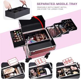 img 1 attached to 👜 Stagiant Rolling Makeup Train Case: Large Storage Cosmetic Trolley with Removable Layers, Key Lock, and Swivel Wheels - Perfect for Salon, Barber, and Traveling!