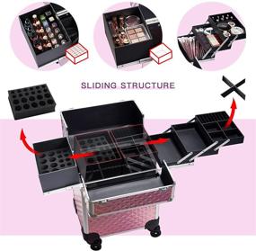 img 2 attached to 👜 Stagiant Rolling Makeup Train Case: Large Storage Cosmetic Trolley with Removable Layers, Key Lock, and Swivel Wheels - Perfect for Salon, Barber, and Traveling!