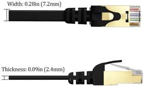 img 3 attached to 🔌 100-футовый кабель Ethernet Cat 7 черного цвета - высокоскоростной плоский сетевой компьютерный кабель с разъемами RJ45, покрытыми золотом - быстрее, чем Cat6 Cat5e для маршрутизатора, модема - длина 100 футов черного цвета.