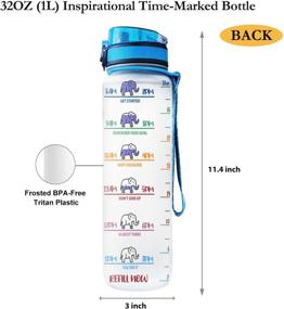 img 1 attached to Motivational Water Bottle with Time Marker - 64HYDRO 32oz | 1Liter - Colorful Painting Elephant Design - Life is Beautiful HHP1707027 Water Bottle