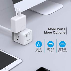 img 3 attached to 🔌 TROND Mini Cube Desktop Charging Station with USB-C & QC 3.0 Fast Charger, 5ft Extension Cord, Flat Plug – Ideal Travel Power Strip for Dorm, Home Office, Cruise Essentials