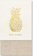 🍍 x&o paper goods gold foil and linen-looking 'welcome' pineapple paper dinner napkins – pack of 16, 4.75'' x 8'' logo