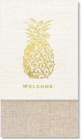 img 1 attached to 🍍 X&O Paper Goods Gold Foil and Linen-Looking 'Welcome' Pineapple Paper Dinner Napkins – Pack of 16, 4.75'' x 8''