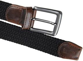 img 2 attached to 👔 Braided Stretch Leather Elastic Men's Belt Accessories by Moonsix