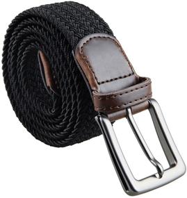 img 4 attached to 👔 Braided Stretch Leather Elastic Men's Belt Accessories by Moonsix