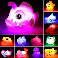 🌈 colorful led light bath toys set - 12 pcs ocean sea animal floating bathtub toys for babies, toddlers, preschoolers - perfect gift for water games and pool parties logo