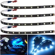 🚗 ym e-bright everbright 4-pack led car strip lights, 30cm 5050 12-smd waterproof underglow lights for cars, motorcycles, golf carts - decorative led interior/exterior lighting strip with tape, ice blue dc-12v логотип