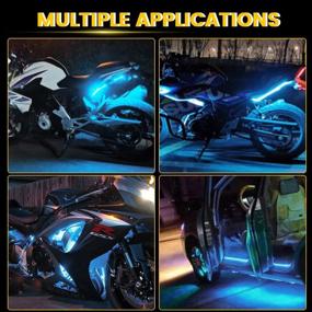 img 3 attached to 🚗 YM E-Bright EverBright 4-Pack LED Car Strip Lights, 30CM 5050 12-SMD Waterproof Underglow Lights for Cars, Motorcycles, Golf Carts - Decorative LED Interior/Exterior Lighting Strip with Tape, Ice Blue DC-12V