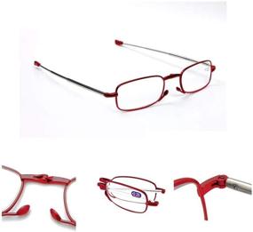 img 2 attached to REAVEE 2 Pack Portable Mini Blue Light Blocking Reading Glasses: Compact Folding Fashion 👓 Eyewear for Women and Men, Anti-UV Computer Reader with Case - Black and Red +1.5