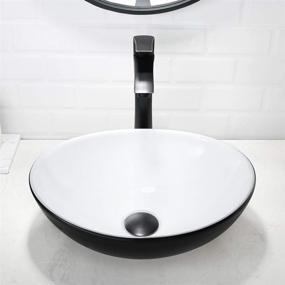 img 3 attached to 🚽 VASOYO Oval Vessel Sink and Faucet Combo - 16"x13" Matte Black Porcelain Ceramic Bathroom Vanity Sink Set - Above Counter Vessel Sink with Faucet and Pop-Up Drain Combo