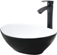 🚽 vasoyo oval vessel sink and faucet combo - 16"x13" matte black porcelain ceramic bathroom vanity sink set - above counter vessel sink with faucet and pop-up drain combo logo