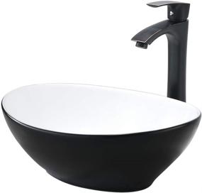 img 4 attached to 🚽 VASOYO Oval Vessel Sink and Faucet Combo - 16"x13" Matte Black Porcelain Ceramic Bathroom Vanity Sink Set - Above Counter Vessel Sink with Faucet and Pop-Up Drain Combo