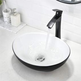 img 1 attached to 🚽 VASOYO Oval Vessel Sink and Faucet Combo - 16"x13" Matte Black Porcelain Ceramic Bathroom Vanity Sink Set - Above Counter Vessel Sink with Faucet and Pop-Up Drain Combo