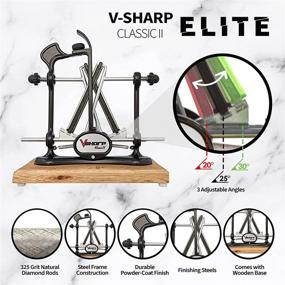 img 2 attached to 🔪 Warthog V-Sharp Classic II Elite Knife Sharpener - 325 Grit Diamond Rods, Adjustable Angles, Steel Frame Construction - Perfect for Knife Sets - Includes Wooden Base - Black