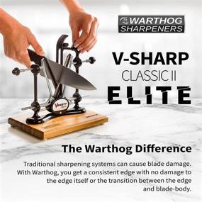 img 3 attached to 🔪 Warthog V-Sharp Classic II Elite Knife Sharpener - 325 Grit Diamond Rods, Adjustable Angles, Steel Frame Construction - Perfect for Knife Sets - Includes Wooden Base - Black