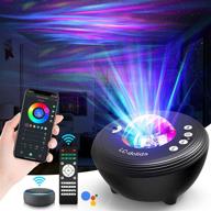 bedroom galaxy projector with bluetooth music speaker, 8 white noise options for baby and adults, 🌌 night light compatible with tuya alexa smart app, aurora projector with rf remote control for room decor логотип