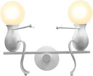 🔆 kawell creative cartoon seesaw double little people wall light – modern wall sconces lamp for bedroom, children's room, stairs, bar, etc – doll bedside lamp with art decor iron holder – e26 white логотип