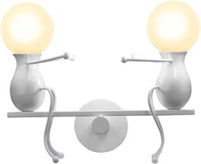 img 4 attached to 🔆 KAWELL Creative Cartoon Seesaw Double Little People Wall Light – Modern Wall Sconces Lamp for Bedroom, Children's Room, Stairs, Bar, etc – Doll Bedside Lamp with Art Decor Iron Holder – E26 White