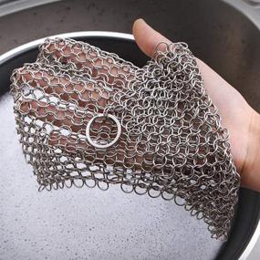 img 3 attached to 🍳 EDELIN Stainless Steel Cast Iron Cleaner 316L Chainmail Scrubber for Pre-Seasoned Cast Iron Pans, Dutch Ovens, and Waffle Irons (7x7)