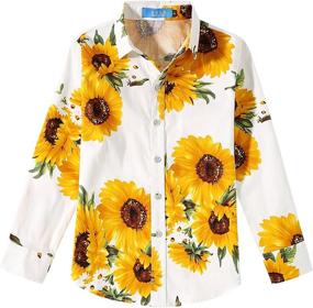 img 4 attached to 🌻 Пуговицы для мальчиков с принтом подсолнухов SSLR Casual Button Clothing