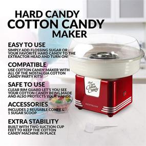 img 3 attached to Nostalgia PCM45RR Retro Countertop Cotton Candy Maker - Red: Hard and Sugar Free, with 2 Reusable Cones & Scoop Included!