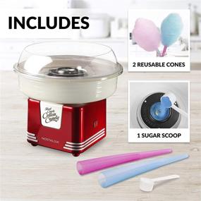 img 2 attached to Nostalgia PCM45RR Retro Countertop Cotton Candy Maker - Red: Hard and Sugar Free, with 2 Reusable Cones & Scoop Included!