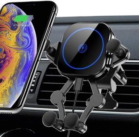 img 4 attached to 📲 360° Rotation Touch Sense Auto Clamping Car Mount Air Vent Phone Holder - Wireless Car Charger 15W Qi Fast Charger Stand for iPhone 12/Xs/Xs Max/XR/X Samsung Galaxy S10/S9/S8, and More
