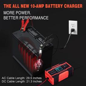 img 3 attached to ⚡️ ABLY 10-Amp Automotive Battery Charger - 24V & 12V Car Battery Maintenance with Temperature Compensation; Ideal for Cars, Lawn Mowers, Motorcycles, Boats, SUVs, and More