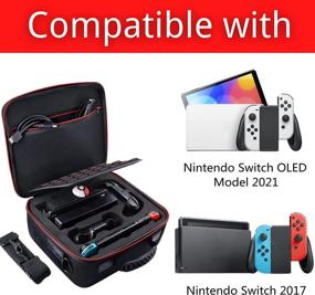 img 3 attached to 🎮 COOWPS Switch Case for Nintendo Switch/Switch OLED Model 2021 - Rugged Portable Protective Carrying Case Travel Bag for Switch Console & Accessories, Black