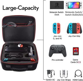 img 2 attached to 🎮 COOWPS Switch Case for Nintendo Switch/Switch OLED Model 2021 - Rugged Portable Protective Carrying Case Travel Bag for Switch Console & Accessories, Black