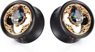 🌳 tbosen 2pcs ebony wood ear tunnel plug flesh tunnels for stretching piercings, expanders, ear gauges 0g-1" (8mm-25mm) logo