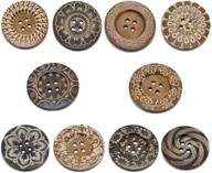 🧵 housweety 20 mixed pattern 4holes wood big sewing buttons for sweater overcoat 6cm: enhance your fashion statement with these unique buttons! logo