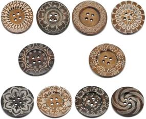 img 4 attached to 🧵 HOUSWEETY 20 Mixed Pattern 4Holes Wood Big Sewing Buttons for Sweater Overcoat 6cm: Enhance your Fashion Statement with These Unique Buttons!