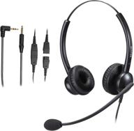 🎧 versatile call center headset: 2.5mm & 3.5mm connectors for deskphone, cell phone, pc, laptop - microphone with noise canceling for panasonic, at&t, vtech, polycom logo