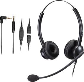 img 4 attached to 🎧 Versatile Call Center Headset: 2.5mm & 3.5mm Connectors for Deskphone, Cell Phone, PC, Laptop - Microphone with Noise Canceling for Panasonic, AT&T, Vtech, Polycom