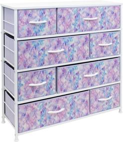 img 4 attached to 🎨 Sorbus Tie-dye Purple Dresser for Kids Bedroom - 8 Drawer Storage Organizer Closet Furniture Chest for Girls & Boys, Nursery, Playroom - Steel Frame, Wood Top, Tie-dye Fabric Bins