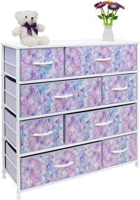 img 2 attached to 🎨 Sorbus Tie-dye Purple Dresser for Kids Bedroom - 8 Drawer Storage Organizer Closet Furniture Chest for Girls & Boys, Nursery, Playroom - Steel Frame, Wood Top, Tie-dye Fabric Bins